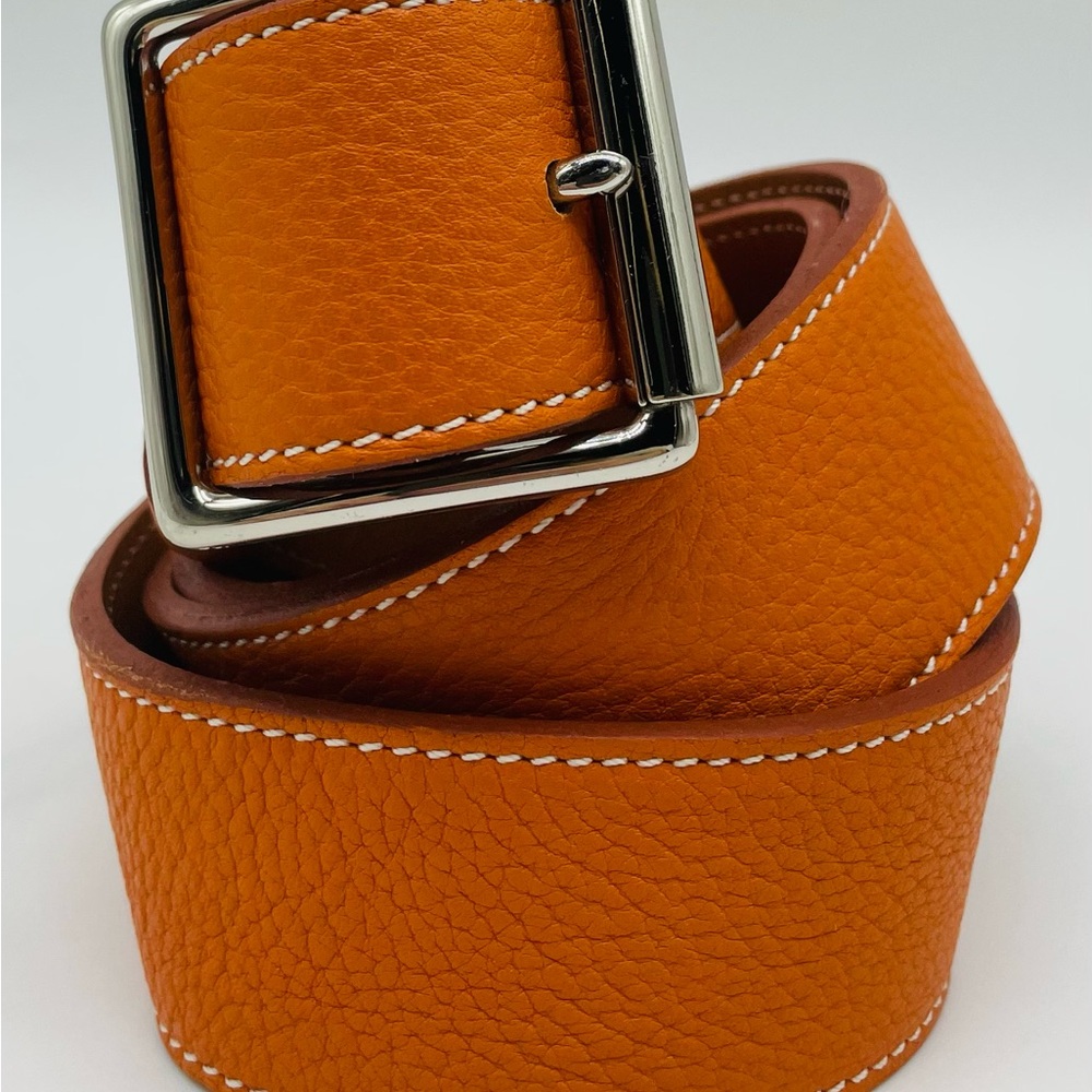 Valerie Salacroux Orange Calfskin Leather Belt
